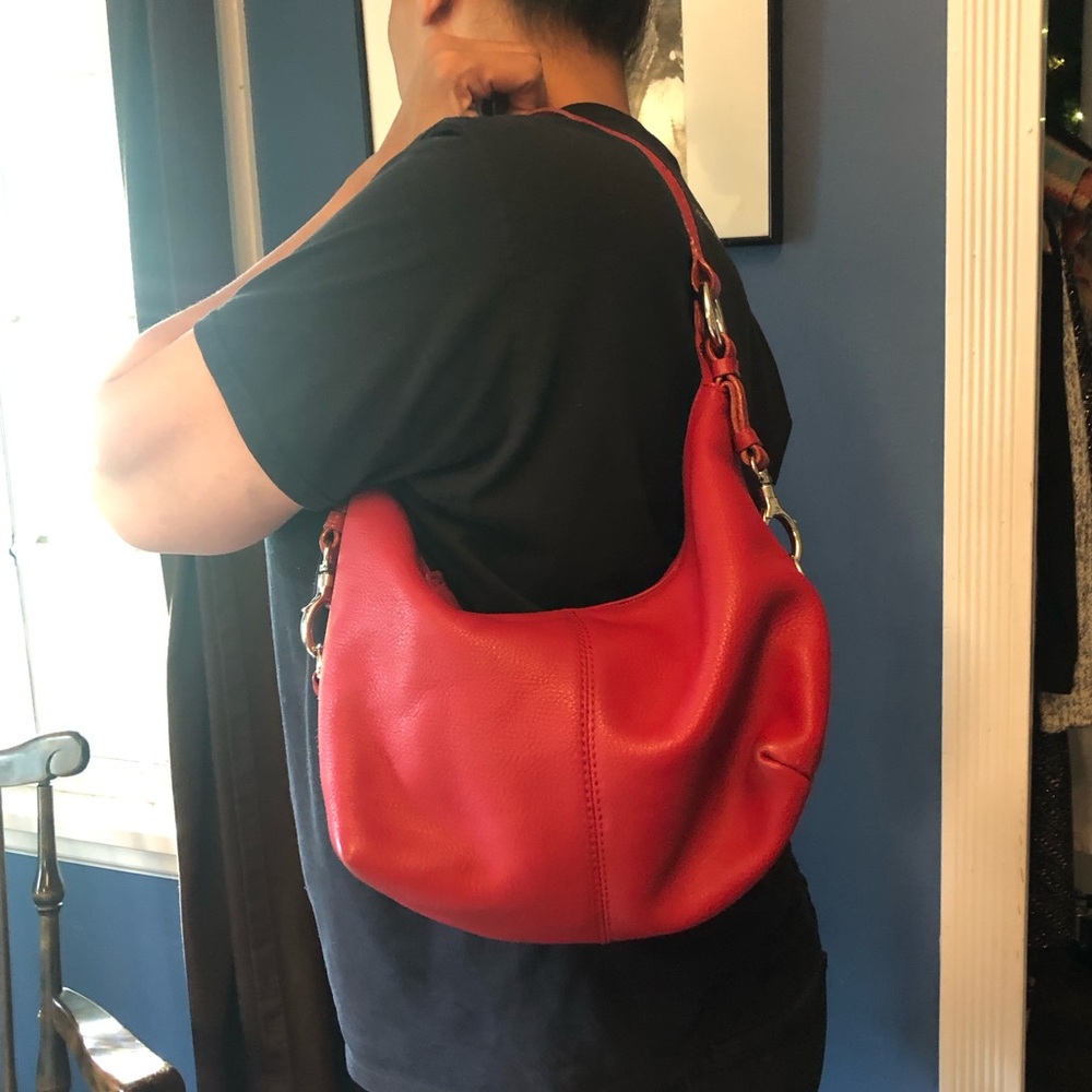 Talbots Red Pebbled Leather HOBO Bag - Picture 13 of 13